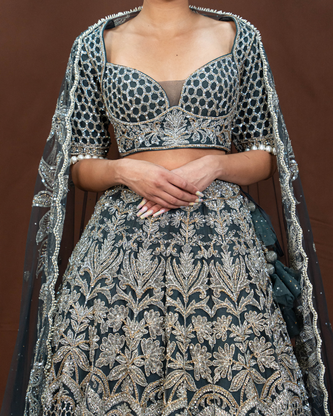 Alia | Charcoal Bridal Lengha