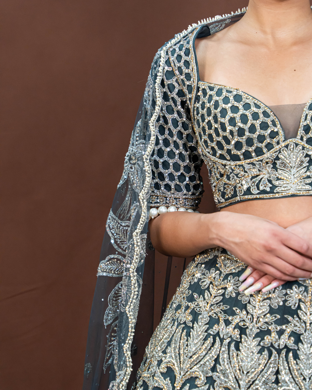 Alia | Charcoal Bridal Lengha