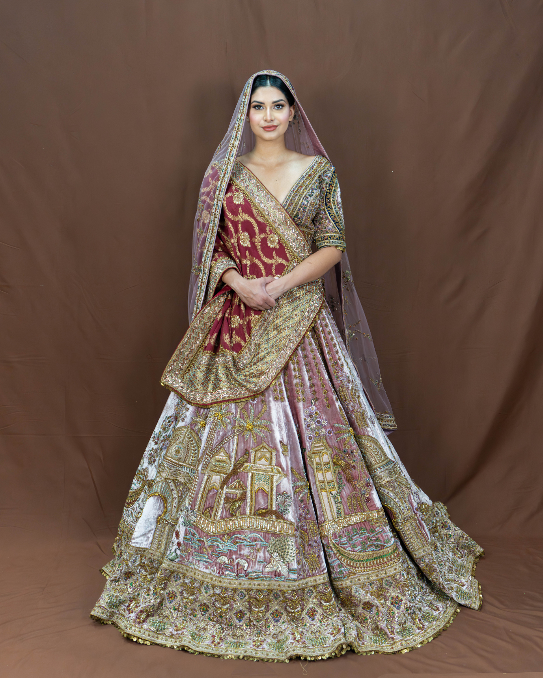 Payal | Lilac Velvet Bridal Lengha