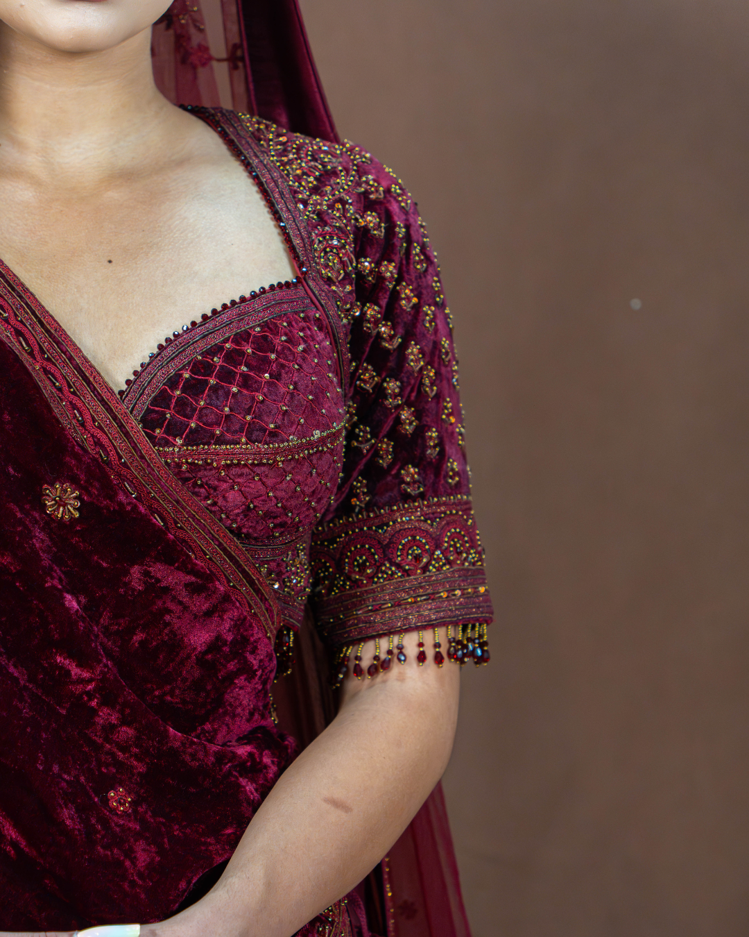 Leena | Burgundy Bridal Lengha