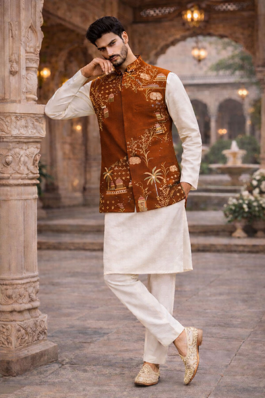 Heritage Printed Nehru Jacket Set