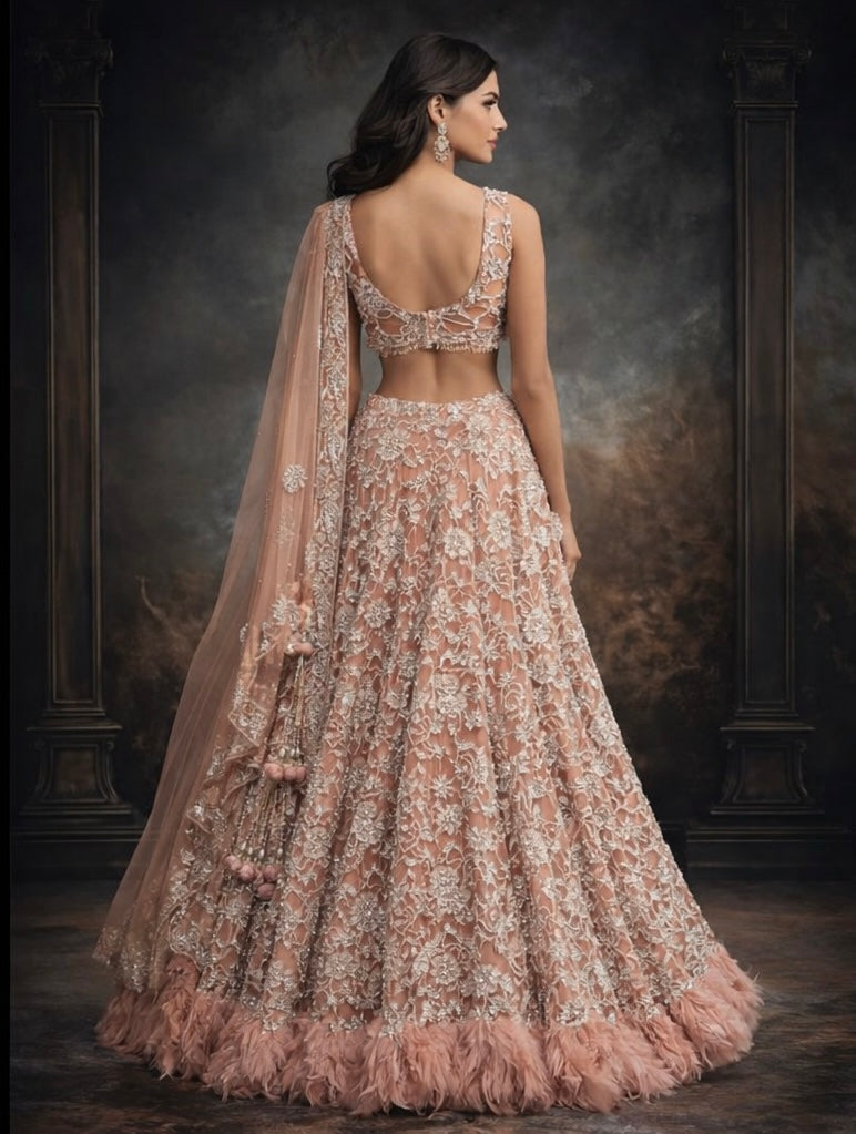 Soft Blush Pink Reception Lehenga