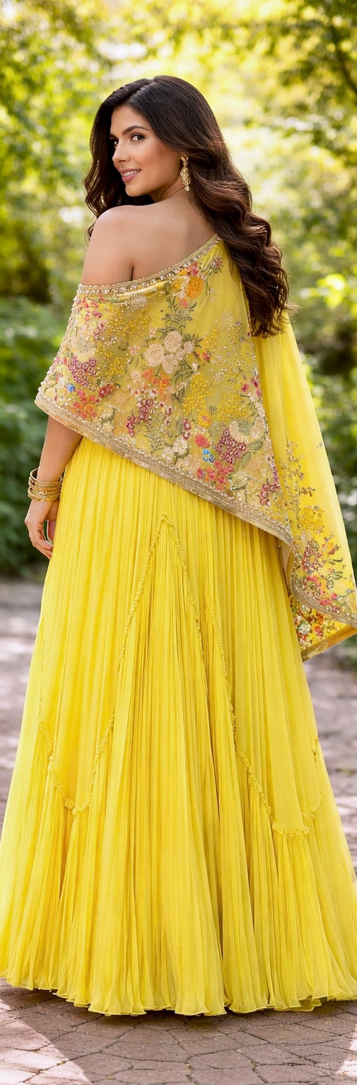 One-Off Shoulder Cape Style Lehenga