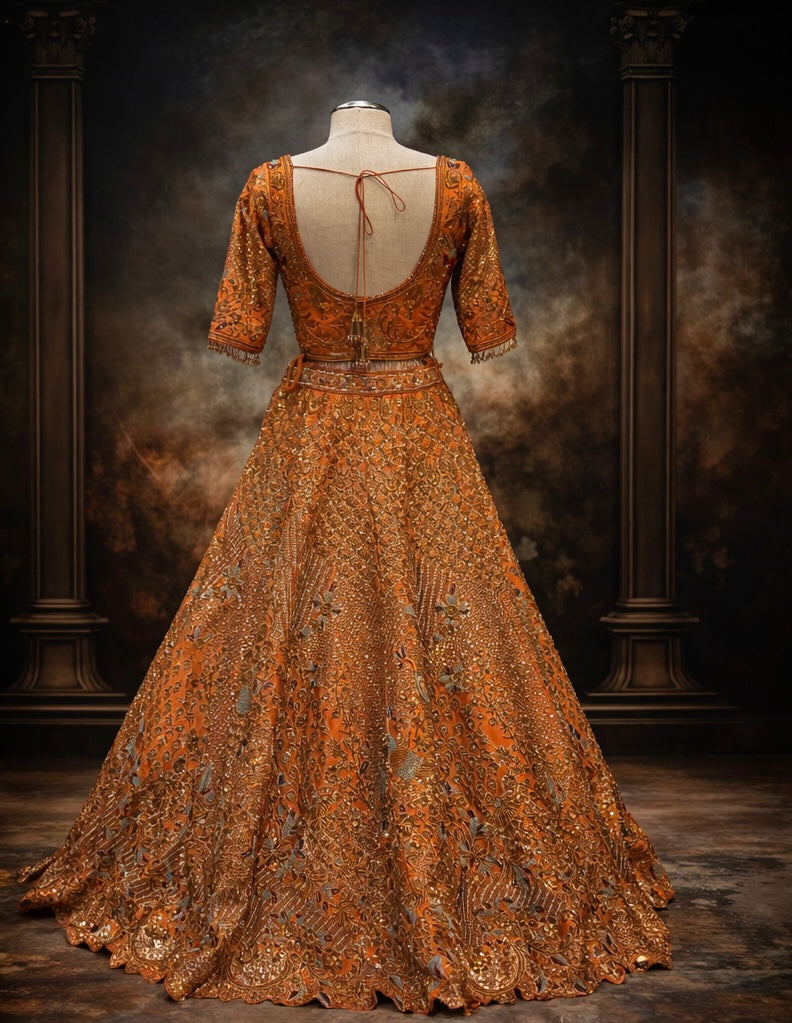 Dusky Orange Bridal Lehenga