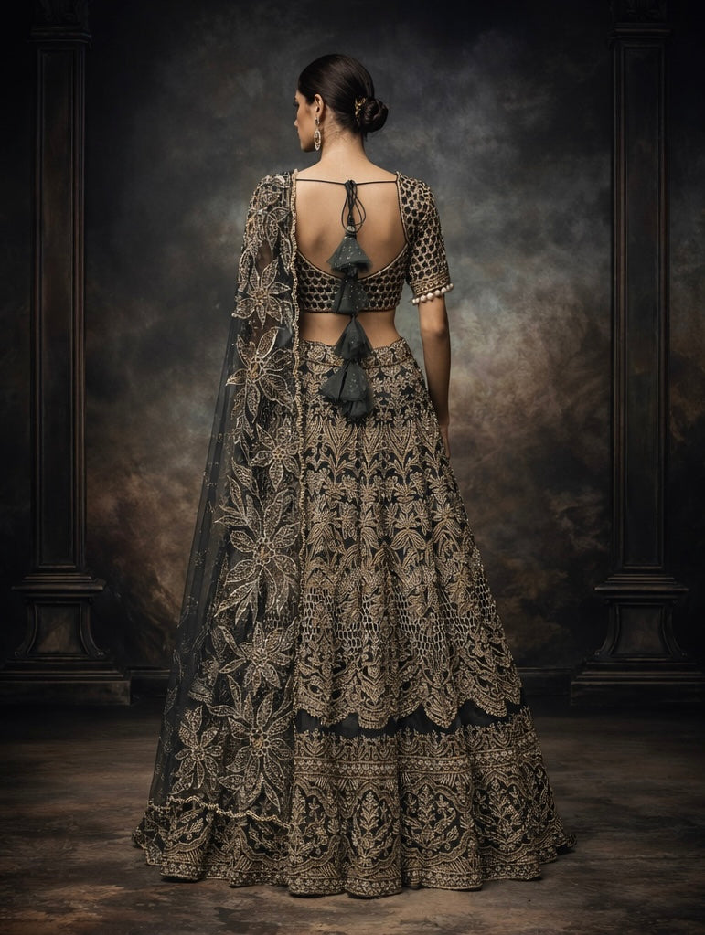 Alia | Charcoal Bridal Lengha