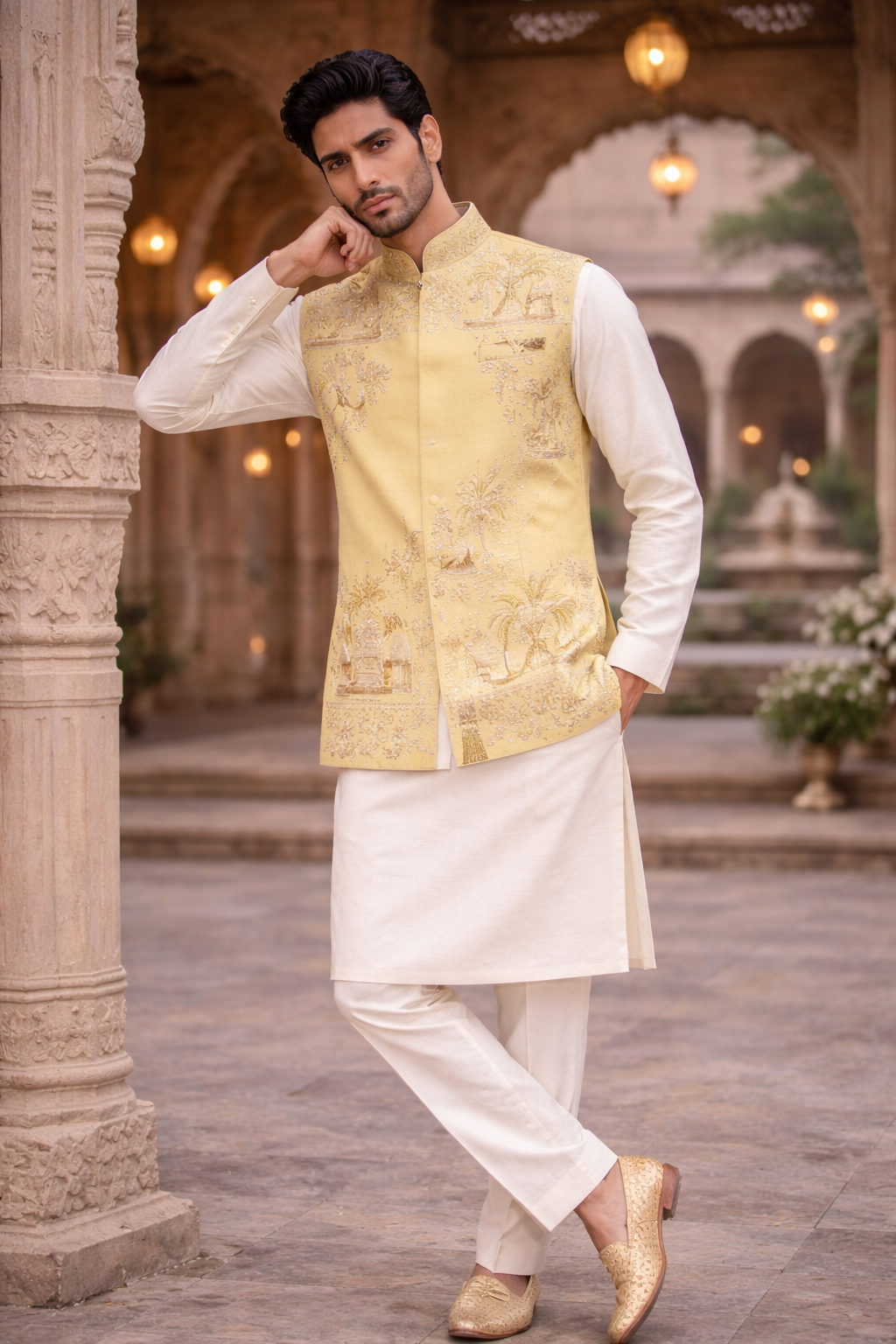 Heritage Printed Nehru Jacket Set