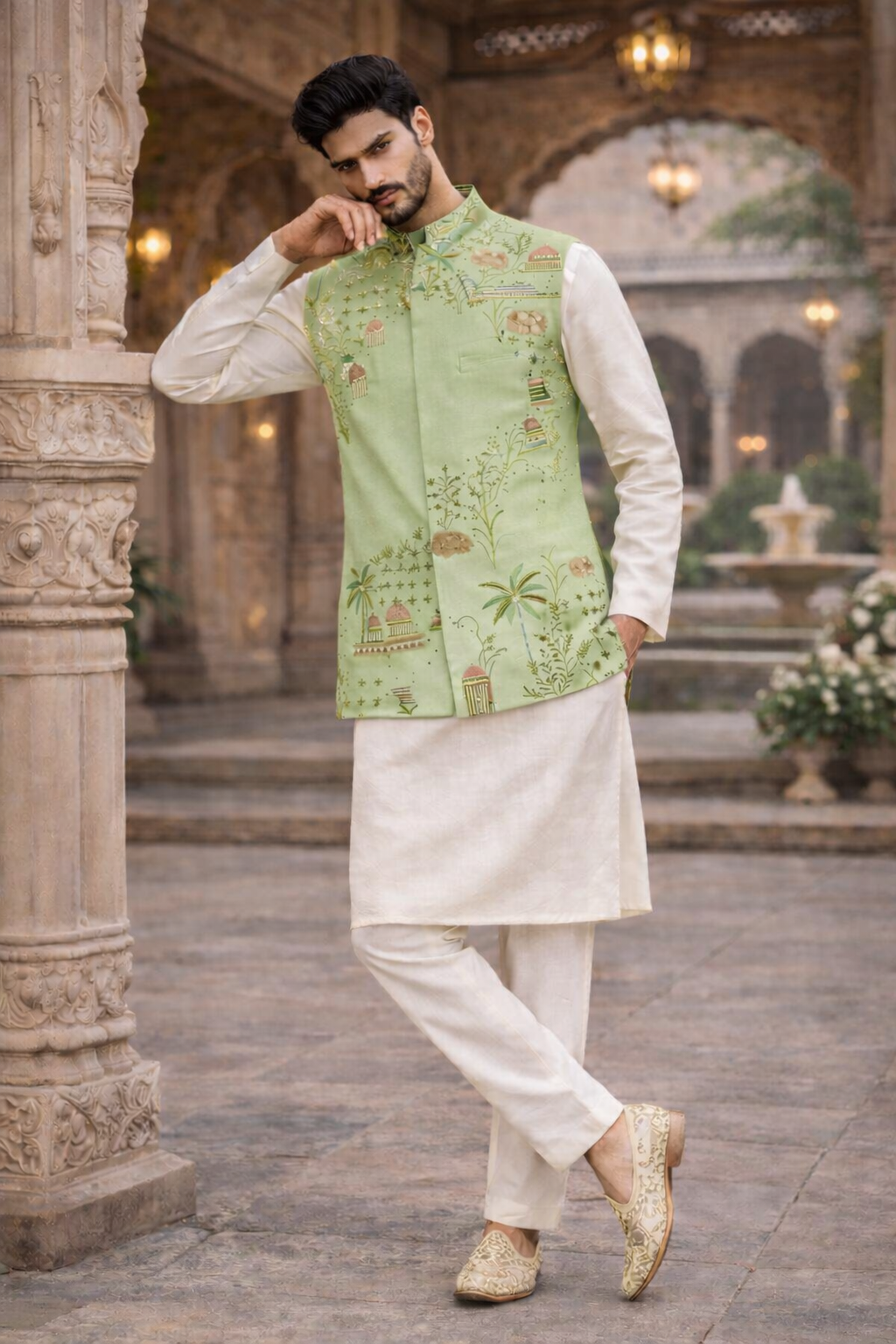 Heritage Printed Nehru Jacket Set