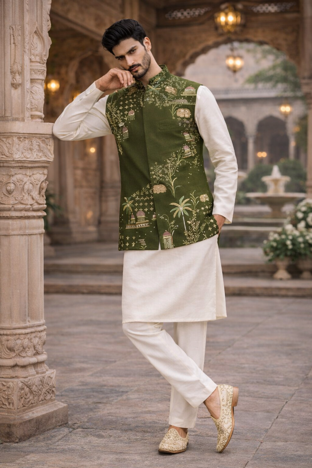 Heritage Printed Nehru Jacket Set