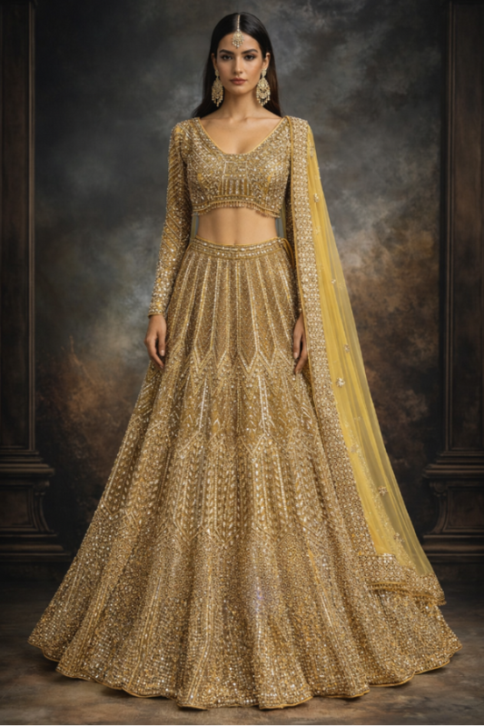 Gurnaz | Gold Bridal Lengha