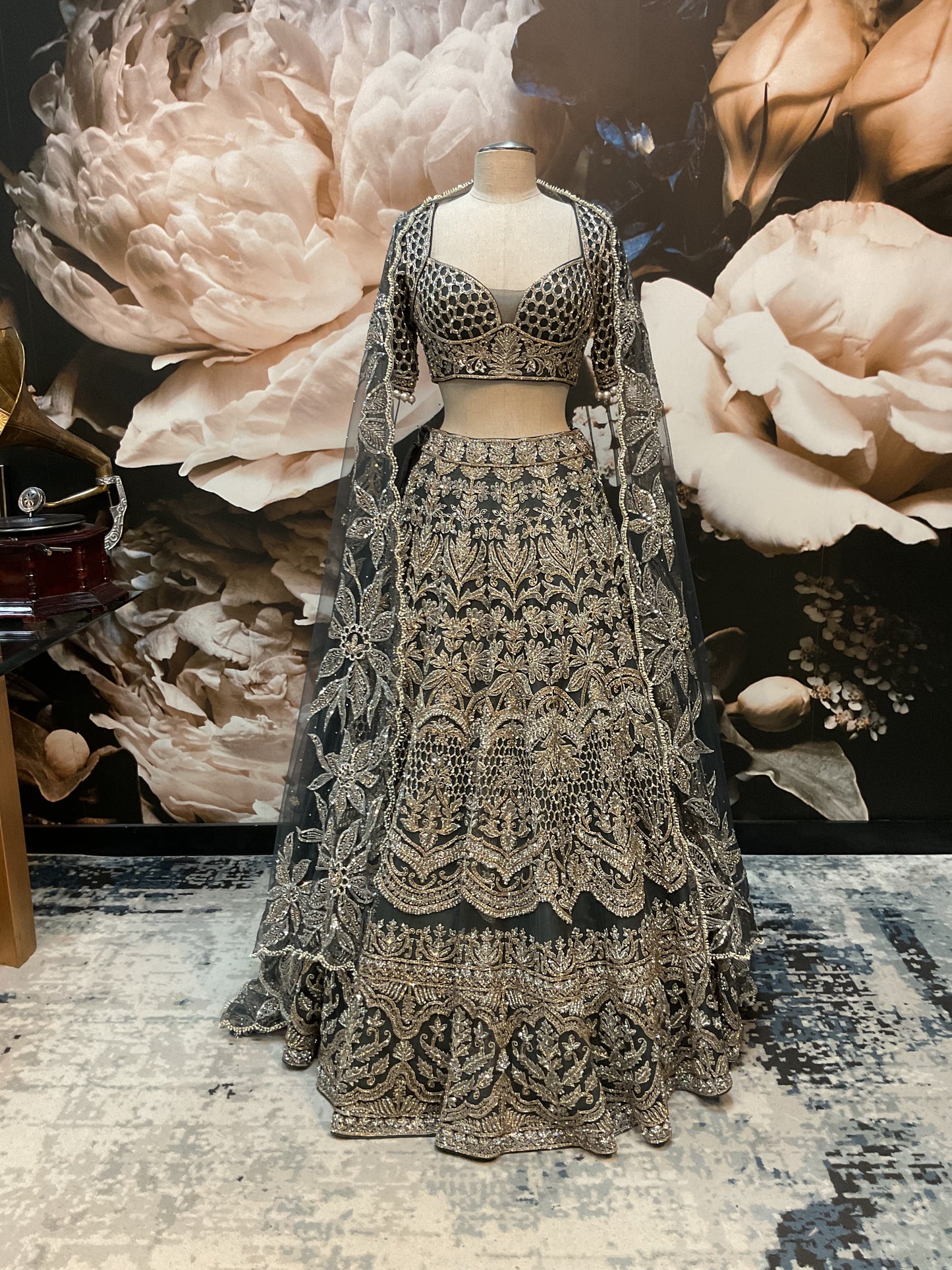 Alia | Charcoal Bridal Lengha