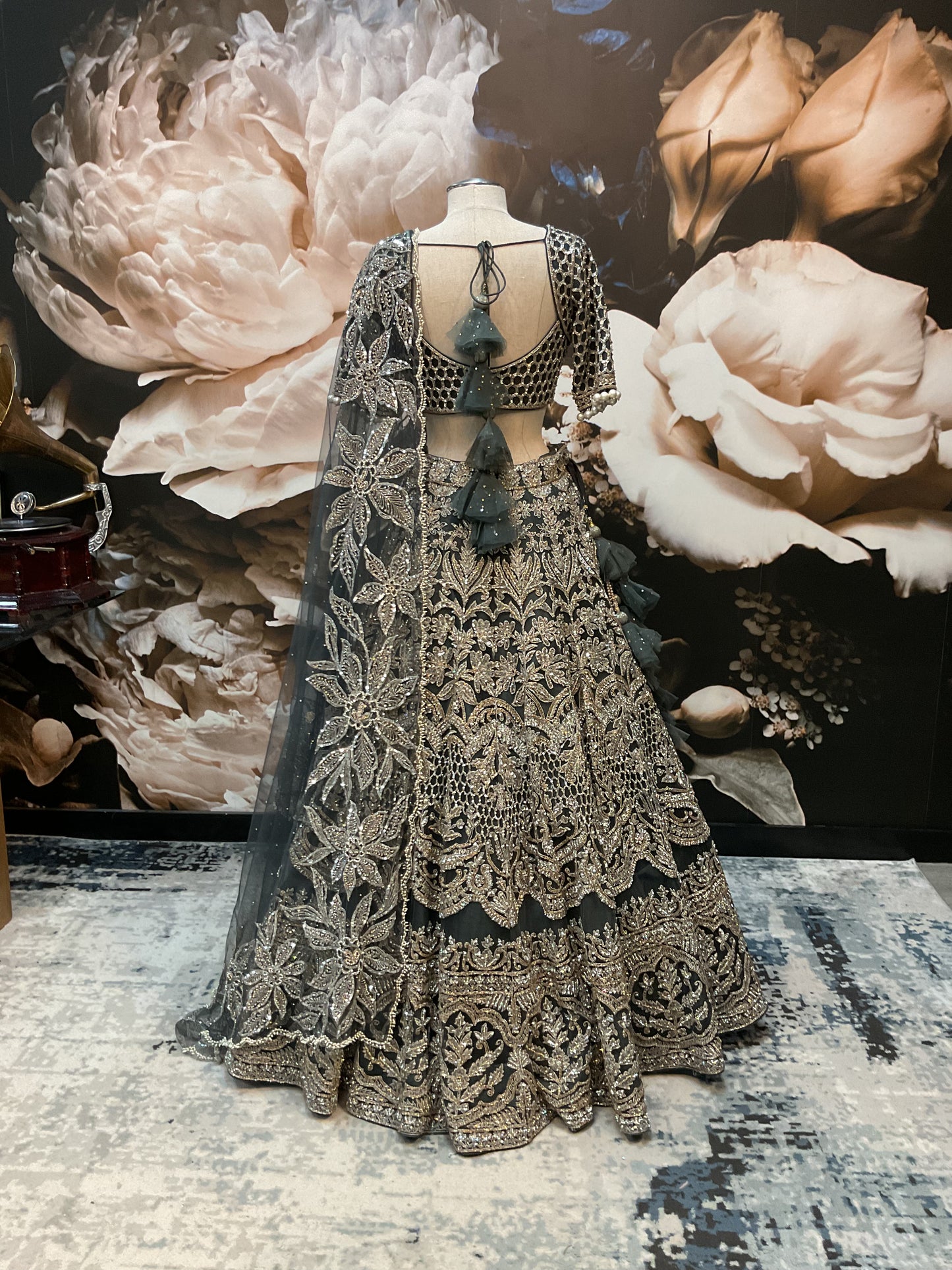 Alia | Charcoal Bridal Lengha