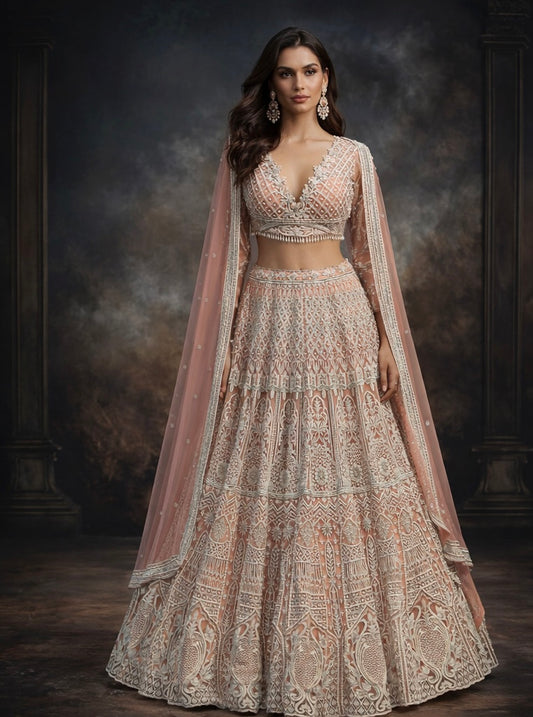 Pastel Pink Reception Lengha