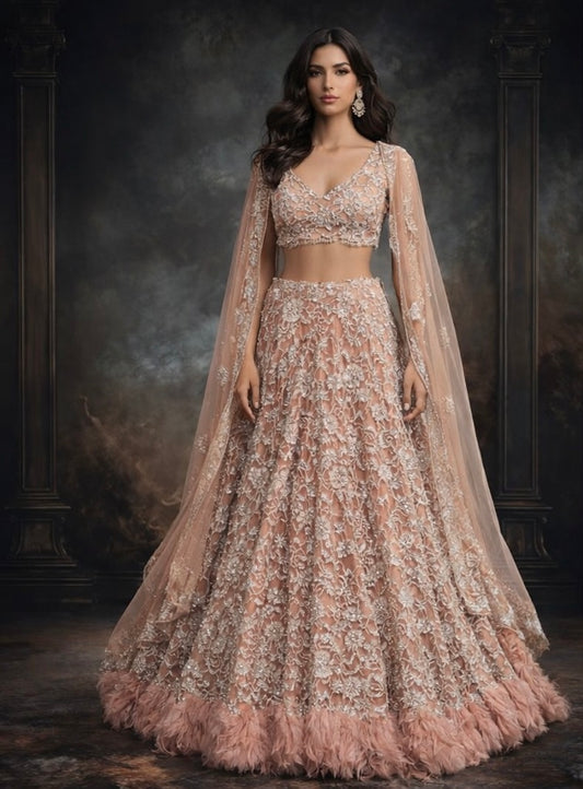 Soft Blush Pink Reception Lehenga