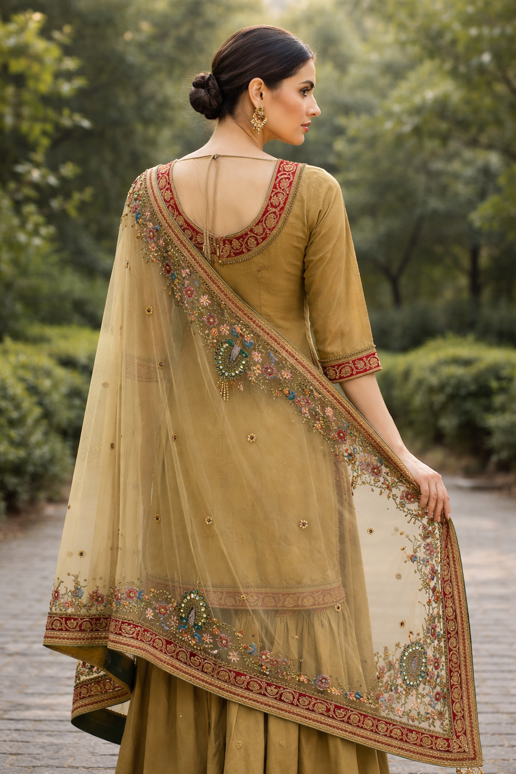 Olive Heritage Sharara Set