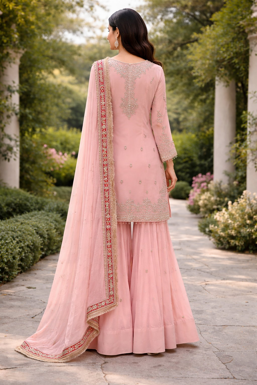 Soft Peach - Blush Pink Sharara Set