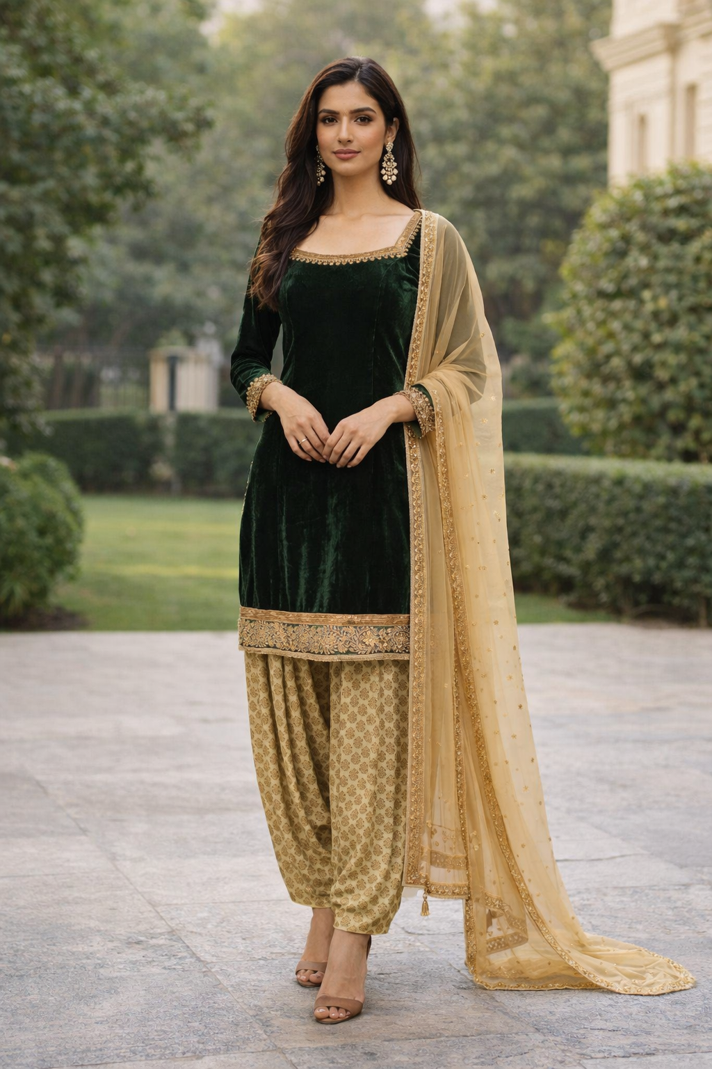 Velvet Short Kurti With Ankle Length Salwar