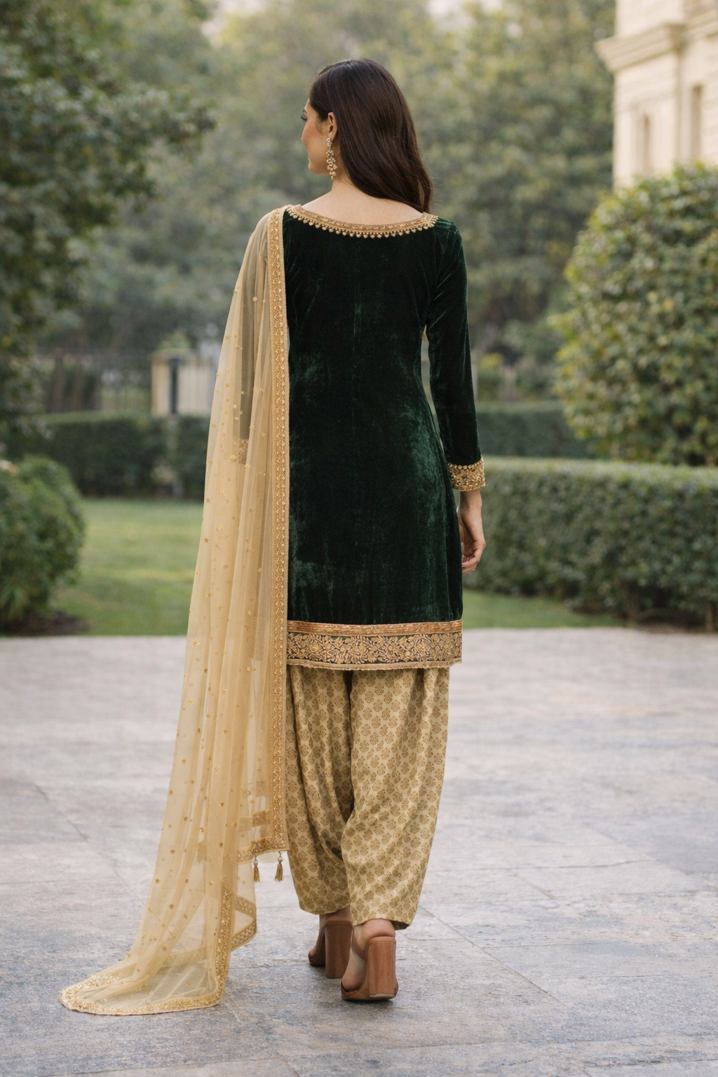 Velvet Short Kurti With Ankle Length Salwar