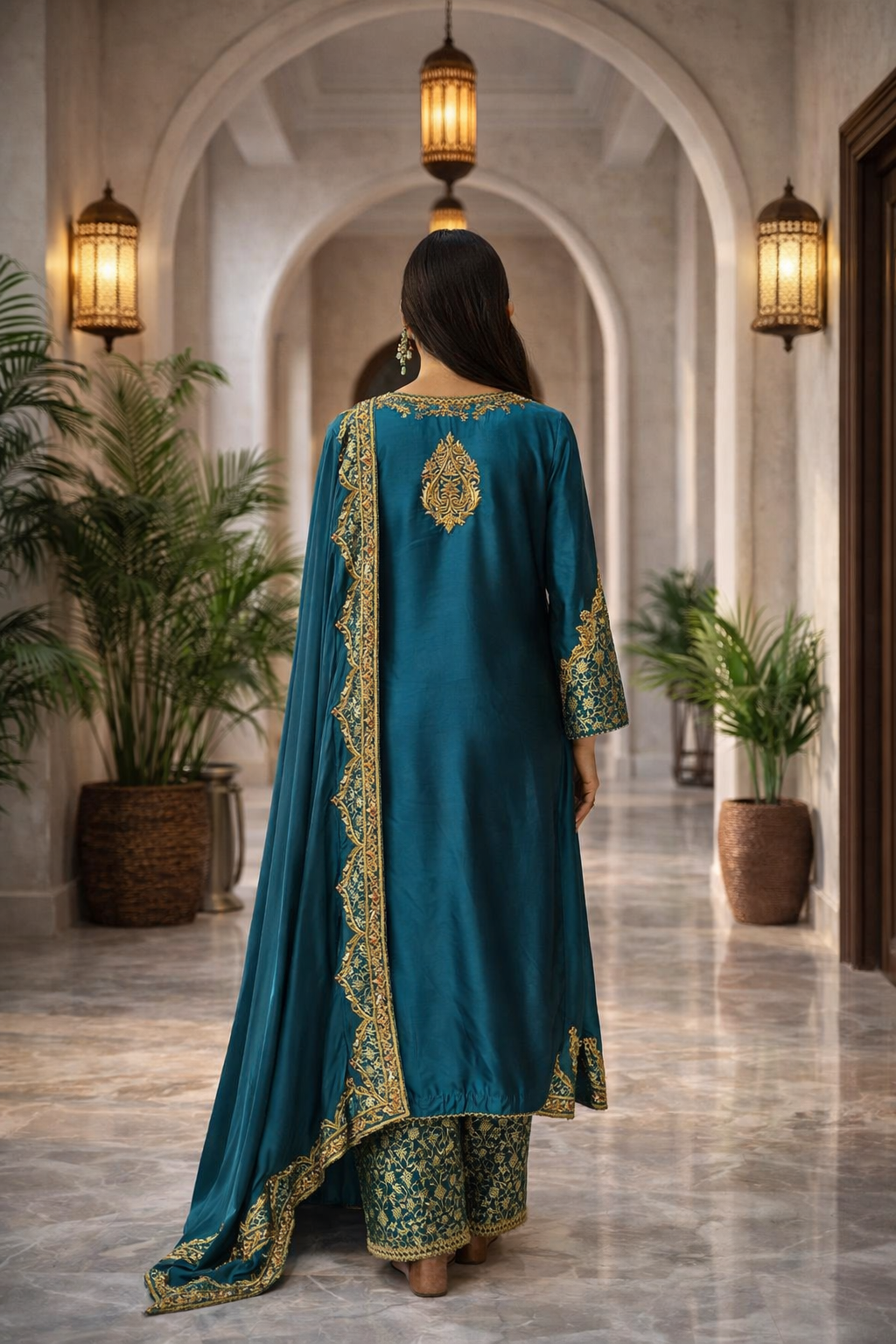 Zarina Teal Heritage Maternity Set