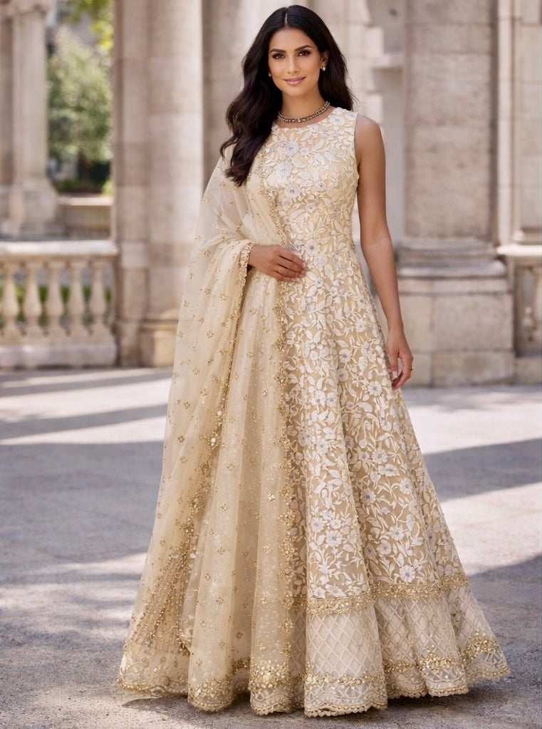Champagne Gold Flared Anarkali