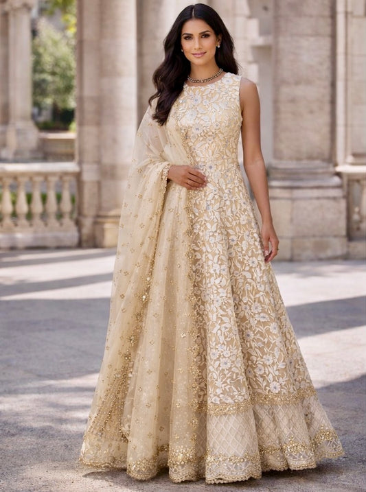 Champagne Gold Flared Anarkali