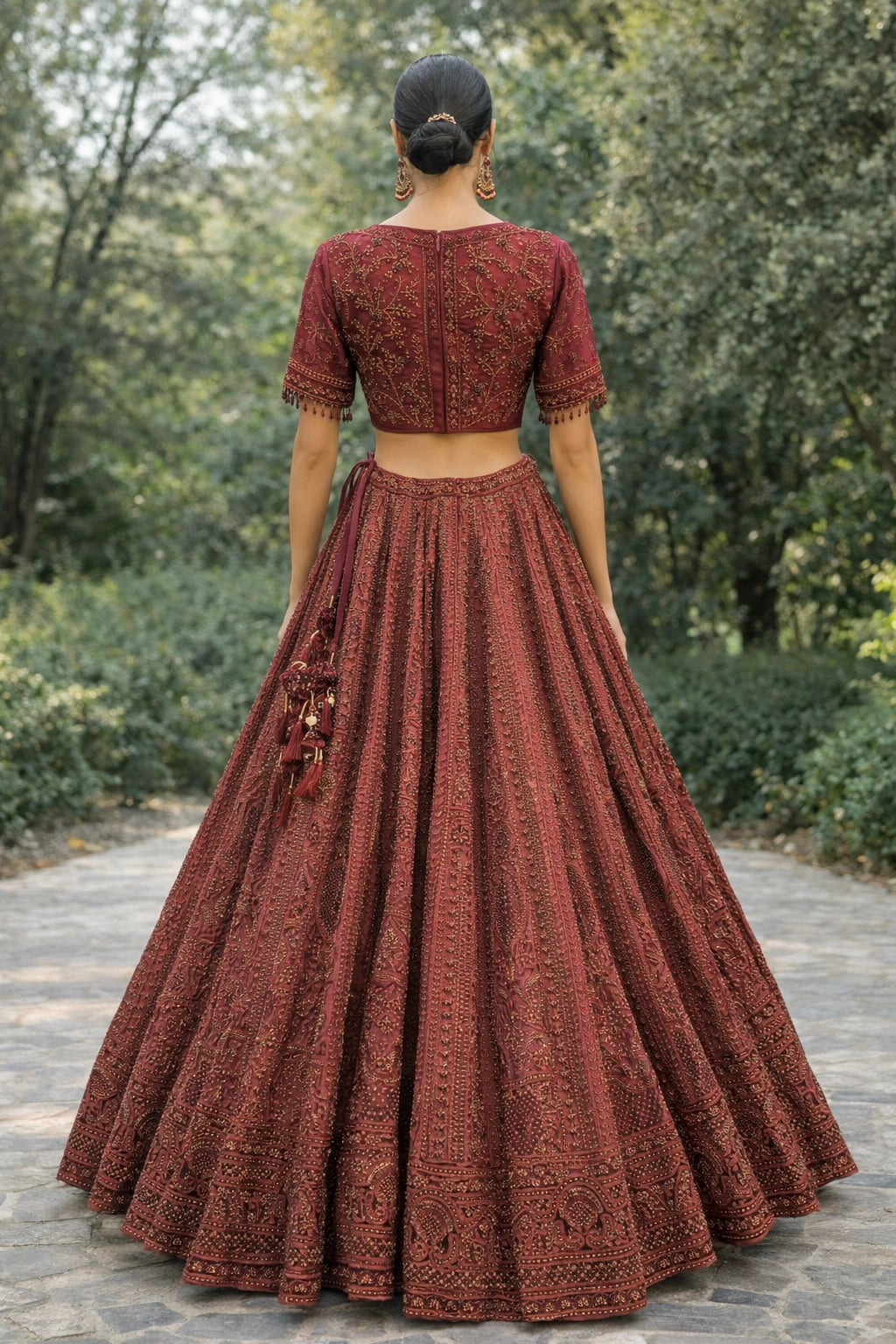 Leena | Burgundy Bridal Lengha