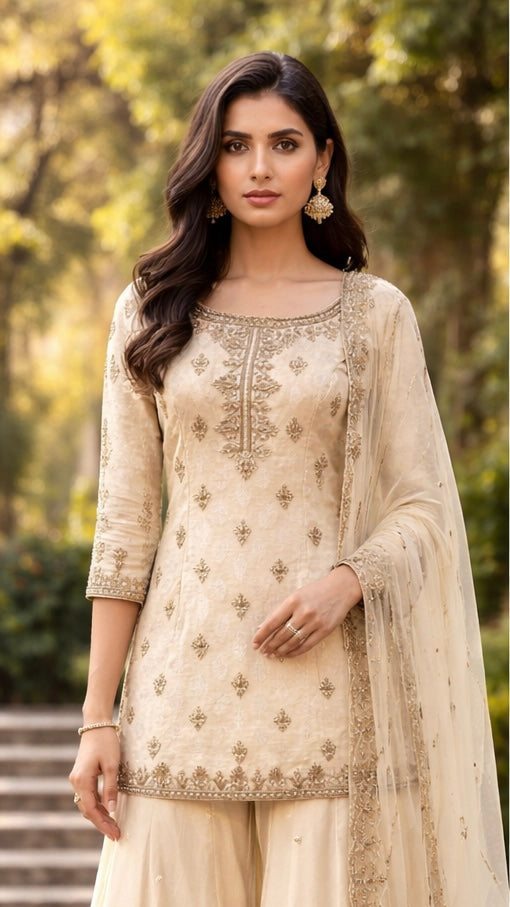Cream Sharara Set