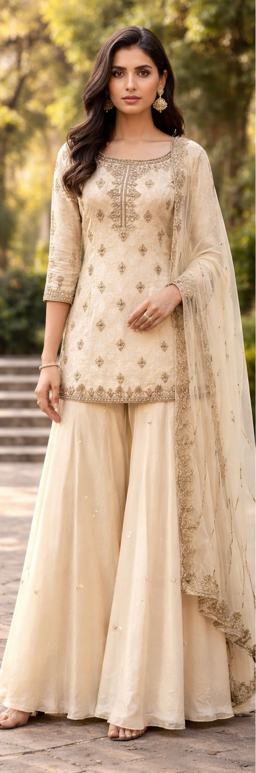 Cream Sharara Set