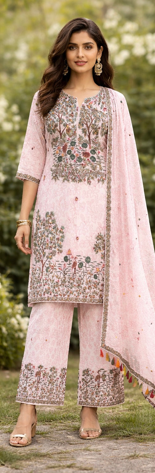 Cotton Suit with ankle pants