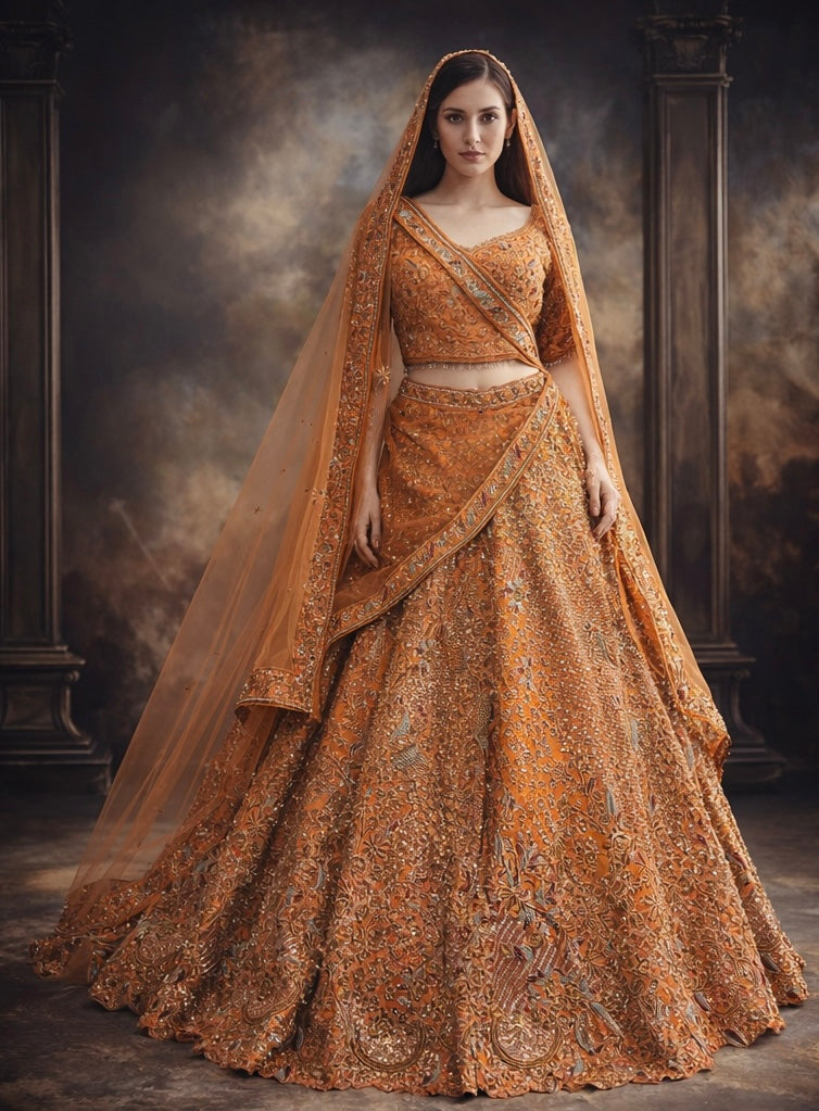 Dusky Orange Bridal Lehenga