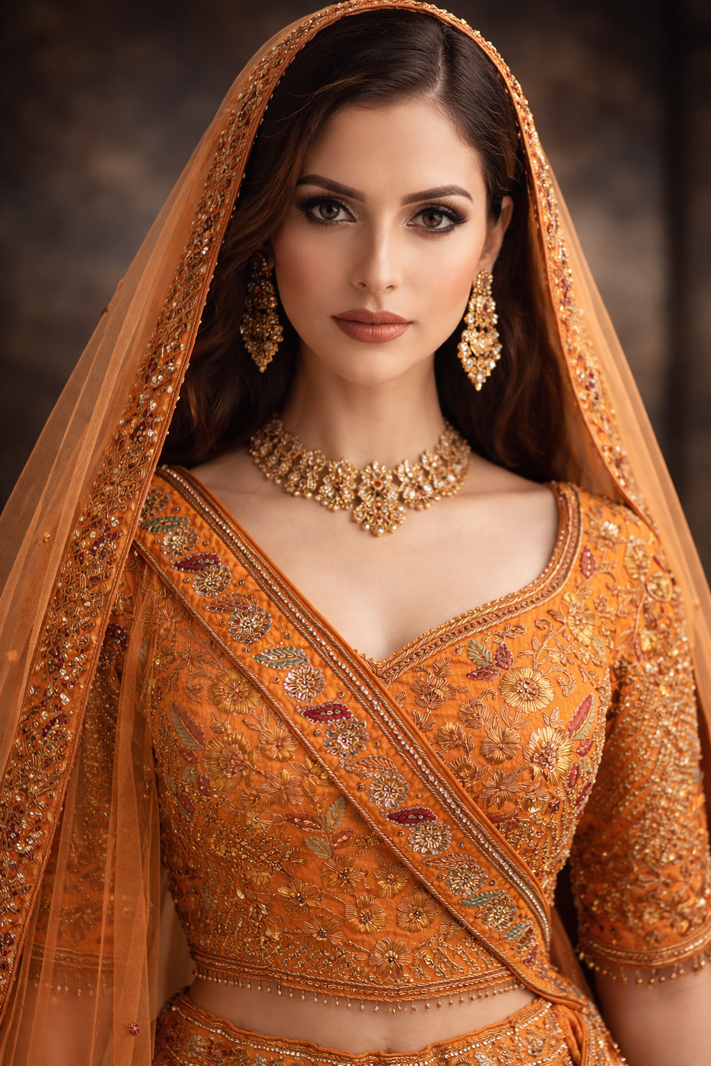 Dusky Orange Bridal Lehenga