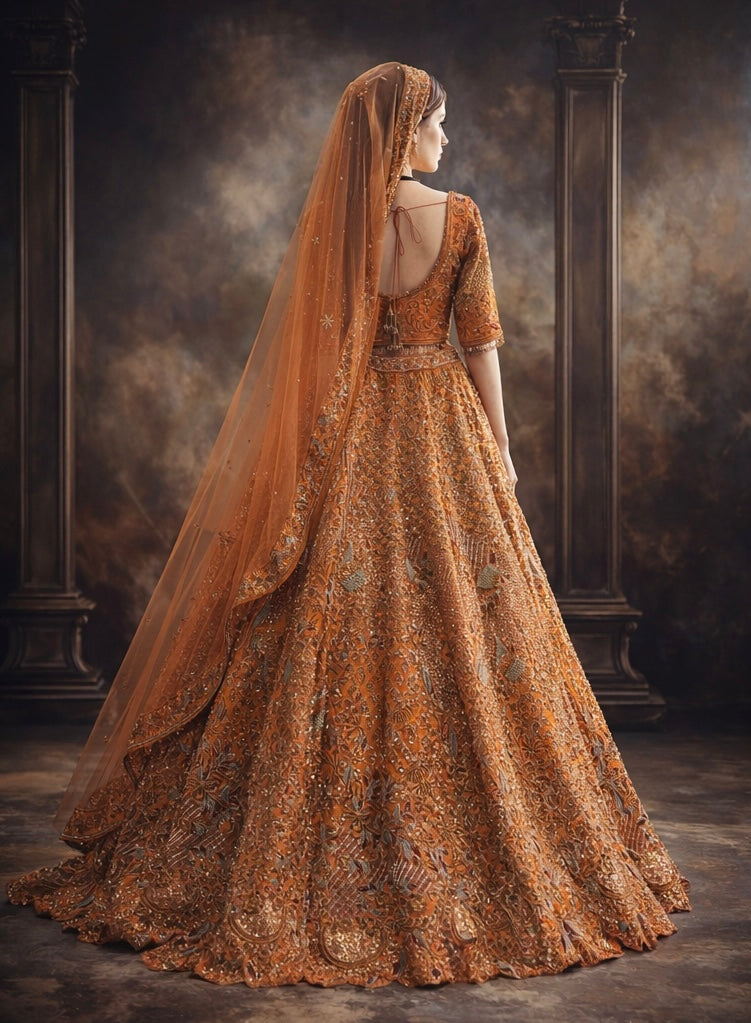 Dusky Orange Bridal Lehenga