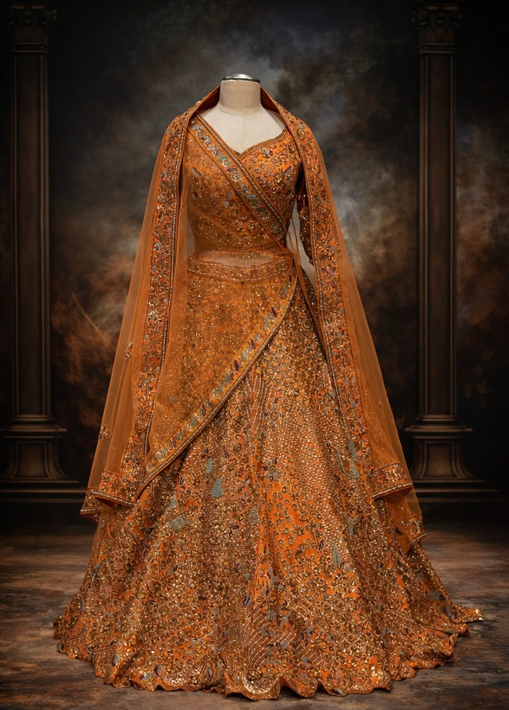 Dusky Orange Bridal Lehenga