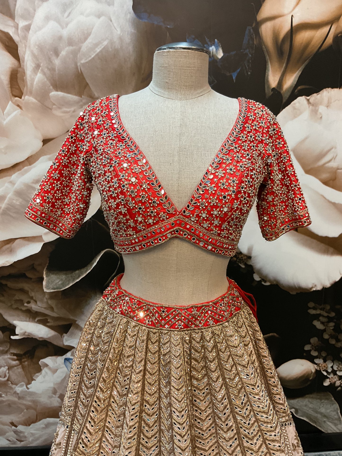 Blush Pink & Bright Peach Bridal Lehenga