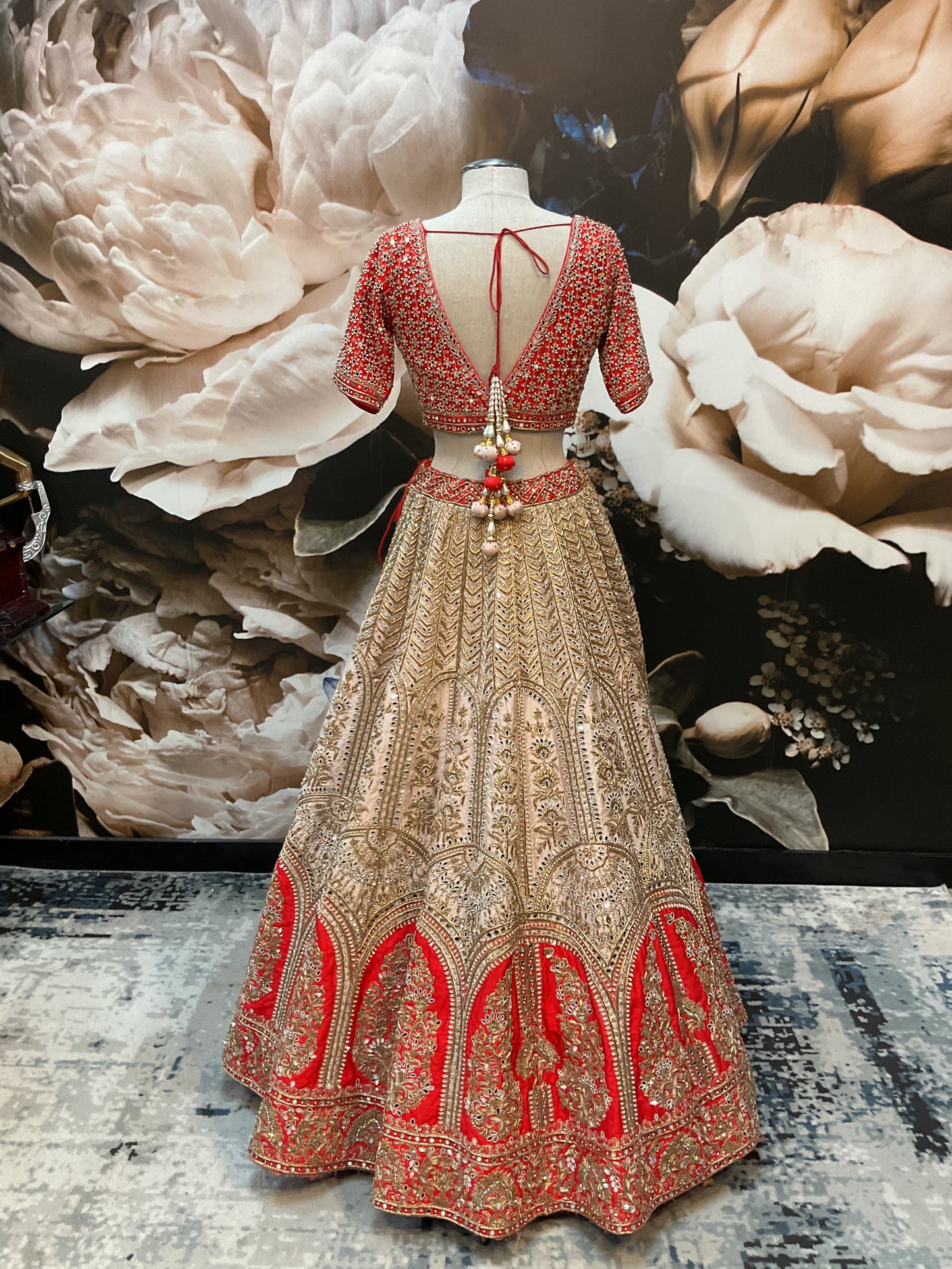 Blush Pink & Bright Peach Bridal Lehenga