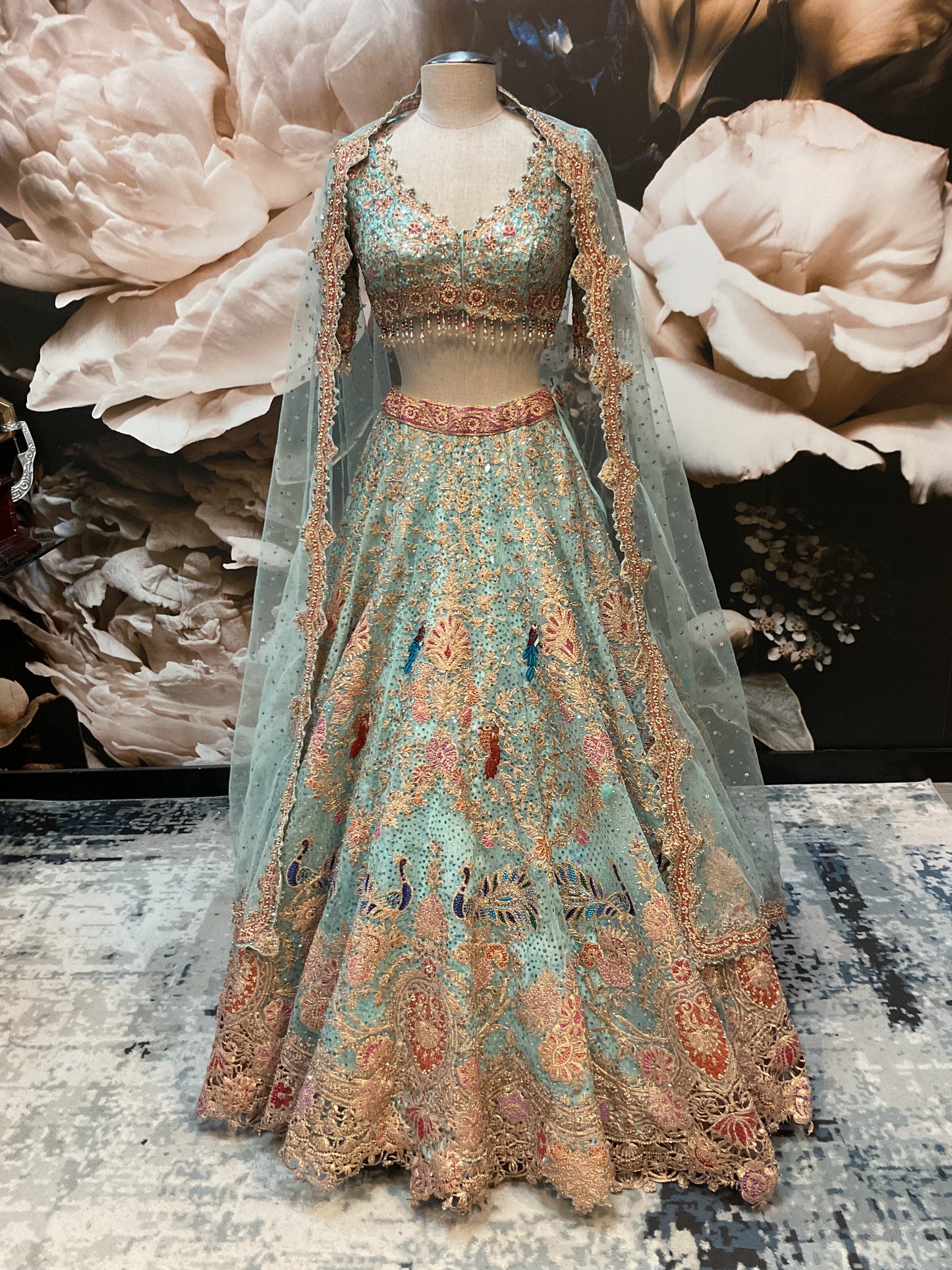Aqua Heirloom Bridal Lehenga