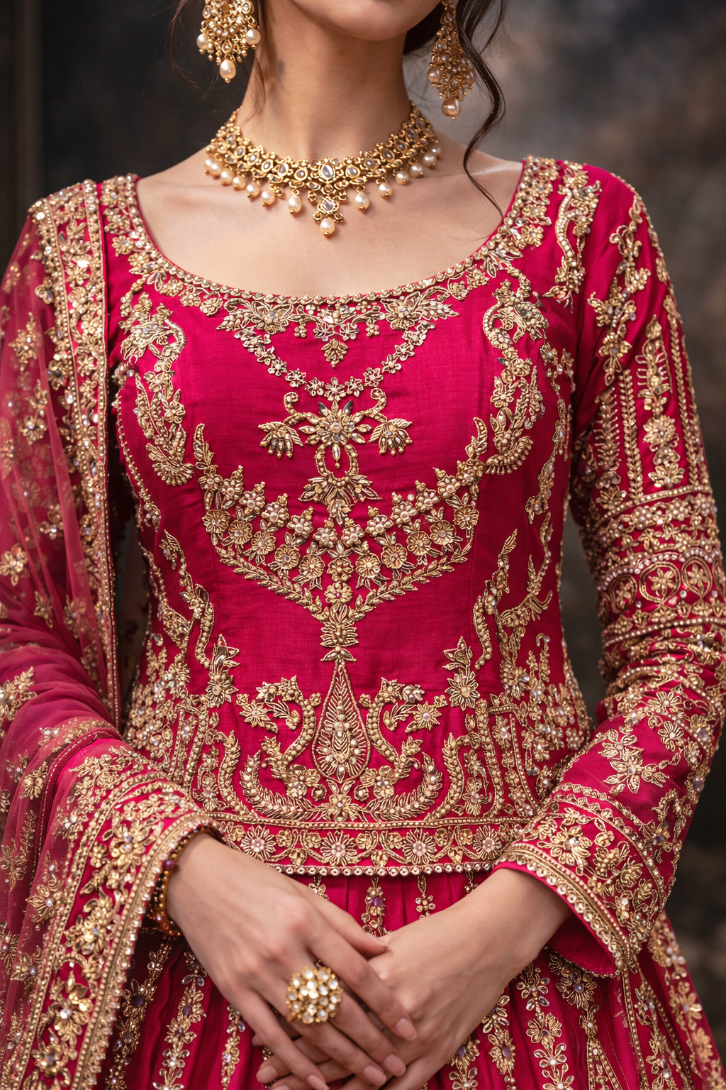 Jhoom | Fuschia Pakistani Lengha