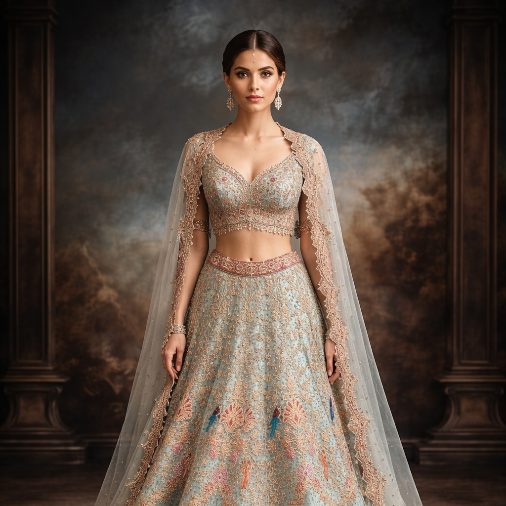 Aqua Heirloom Bridal Lehenga