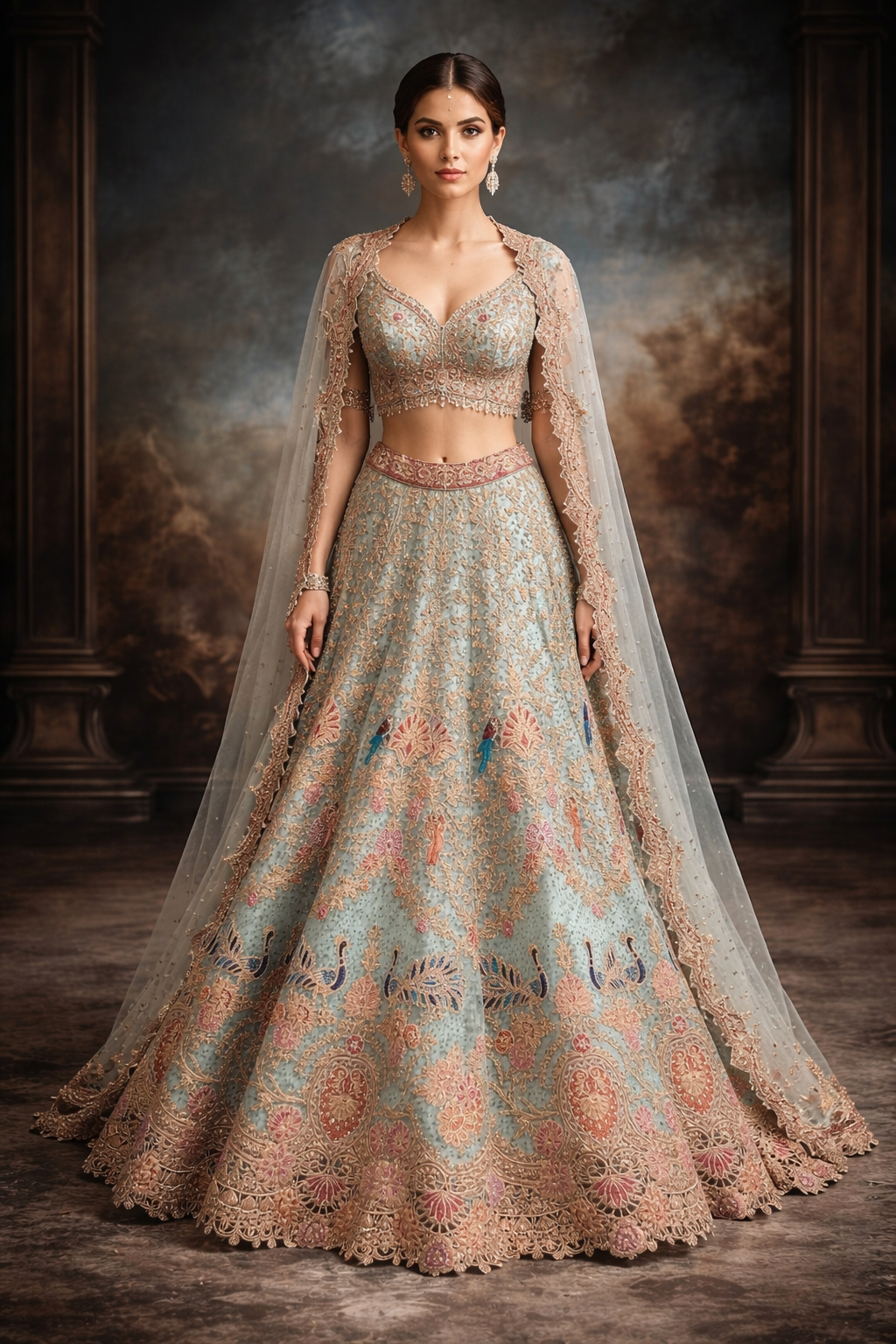 Aqua Heirloom Bridal Lehenga