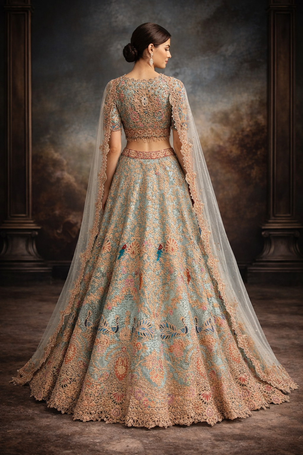 Aqua Heirloom Bridal Lehenga