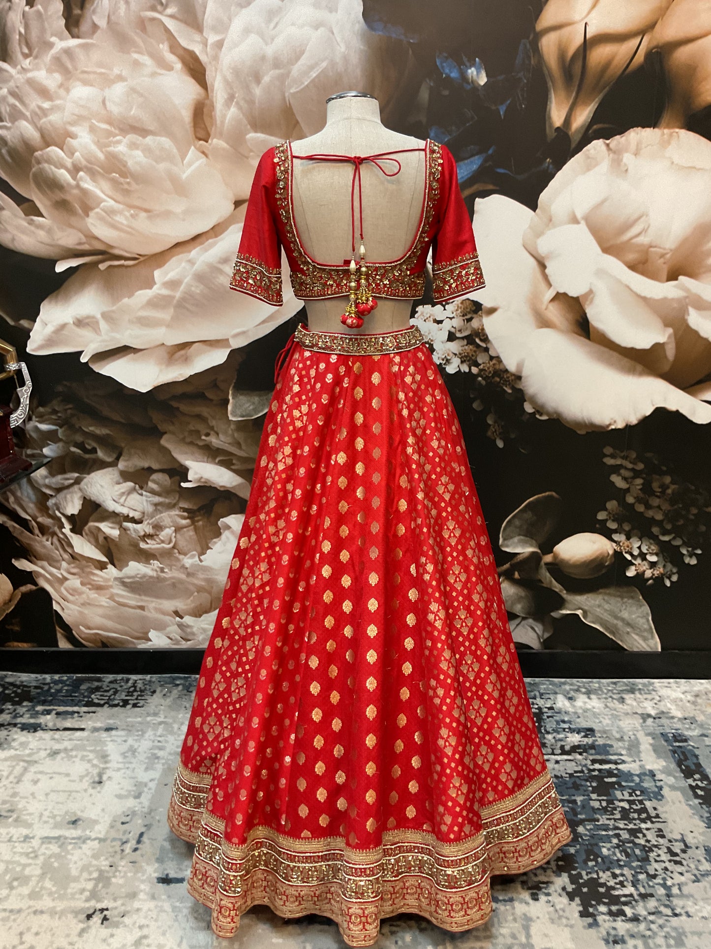 Rich Red Banarasi Silk Lehenga