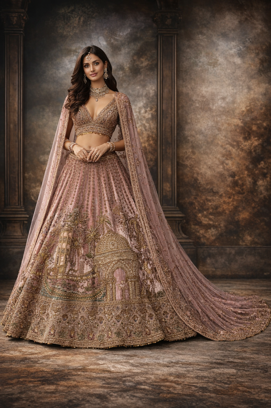 Payal | Lilac Velvet Bridal Lengha