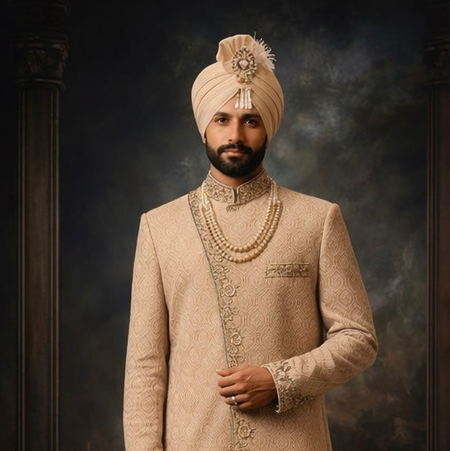 Champagne Embroidered Sherwani