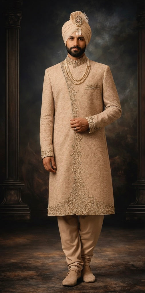 Champagne Embroidered Sherwani