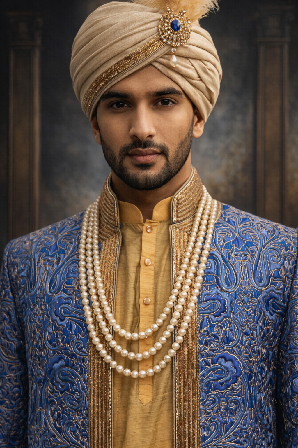 Royal Blue Embroidered Sherwani