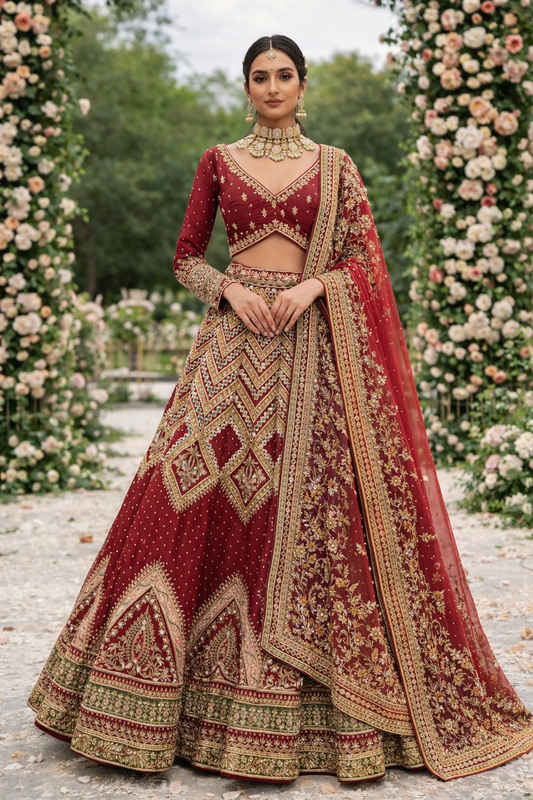 Deep Marooon Bridal Lehenga